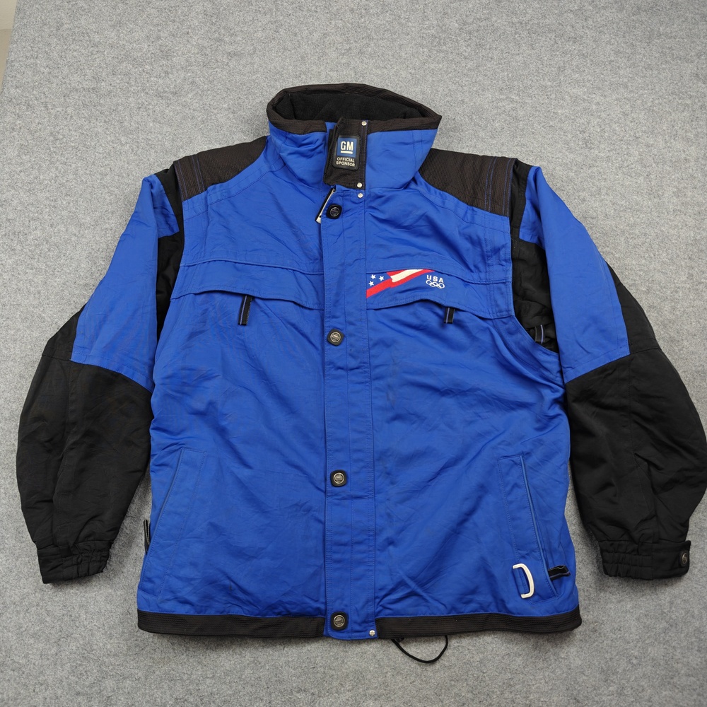 Vintage Marker Jacket Mens Large Blue Ski USA Olympic 2002 GM Sponsor 2000s